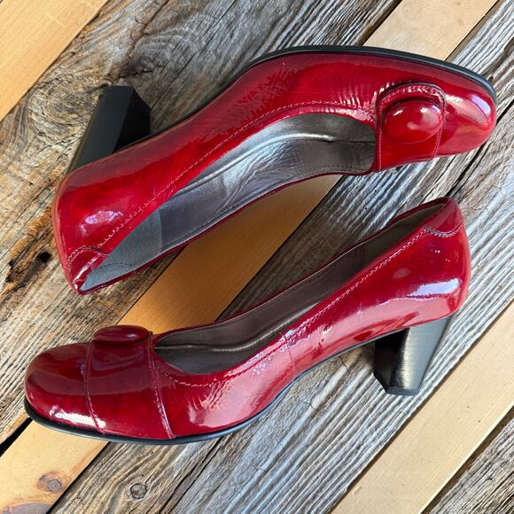 Ecco red patent leather button toe pumps - Christmas - round toe - heels - 40 - Picture 2 of 8
